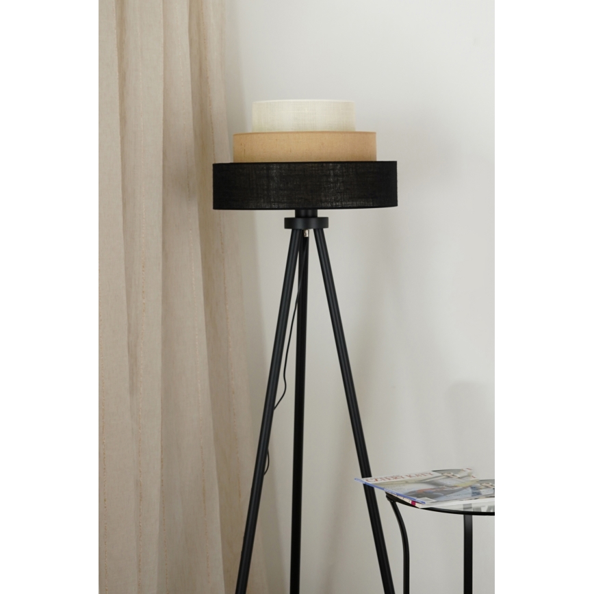 Brilagi - Lámpara de pie ASPEN LUNETA 1xE27/15W/230V negro/beige/color crema