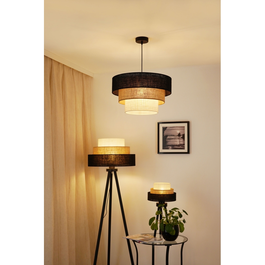Brilagi - Lámpara de pie ASPEN LUNETA 1xE27/15W/230V negro/beige/color crema