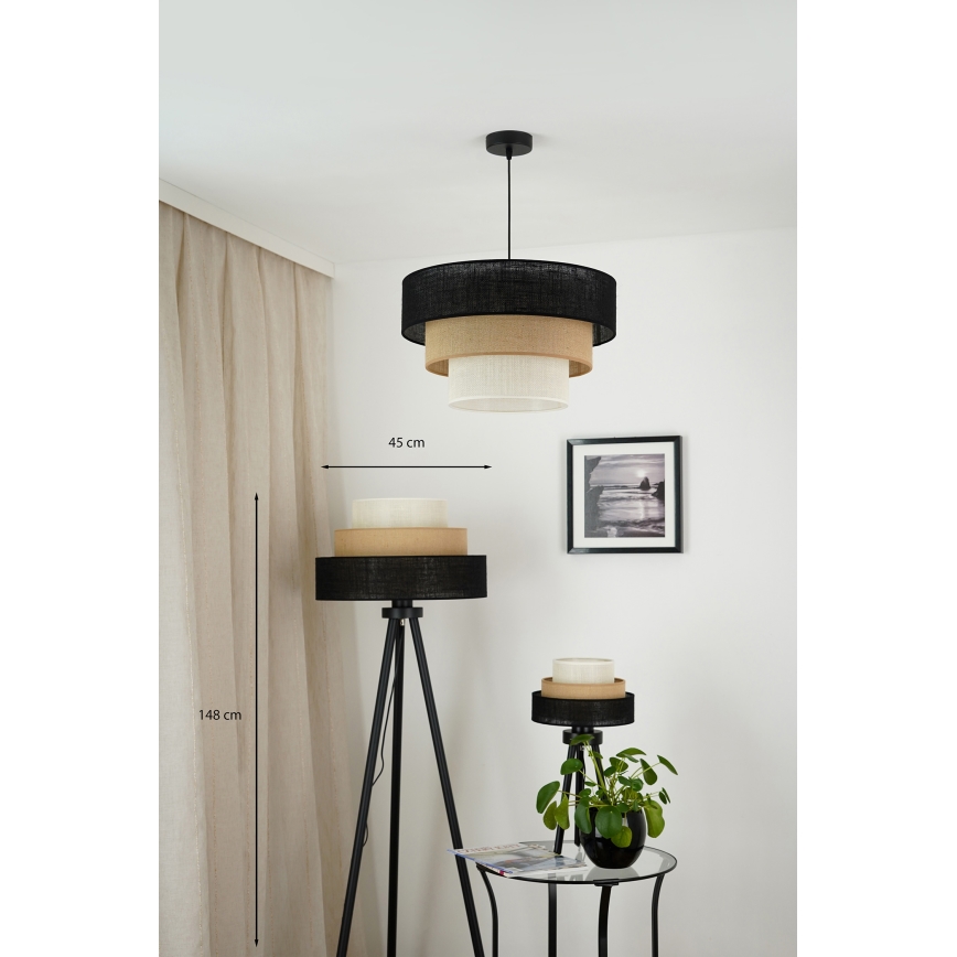 Brilagi - Lámpara de pie ASPEN LUNETA 1xE27/15W/230V negro/beige/color crema