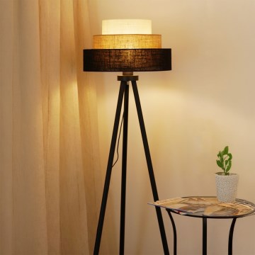 Brilagi - Lámpara de pie ASPEN LUNETA 1xE27/15W/230V negro/beige/crema