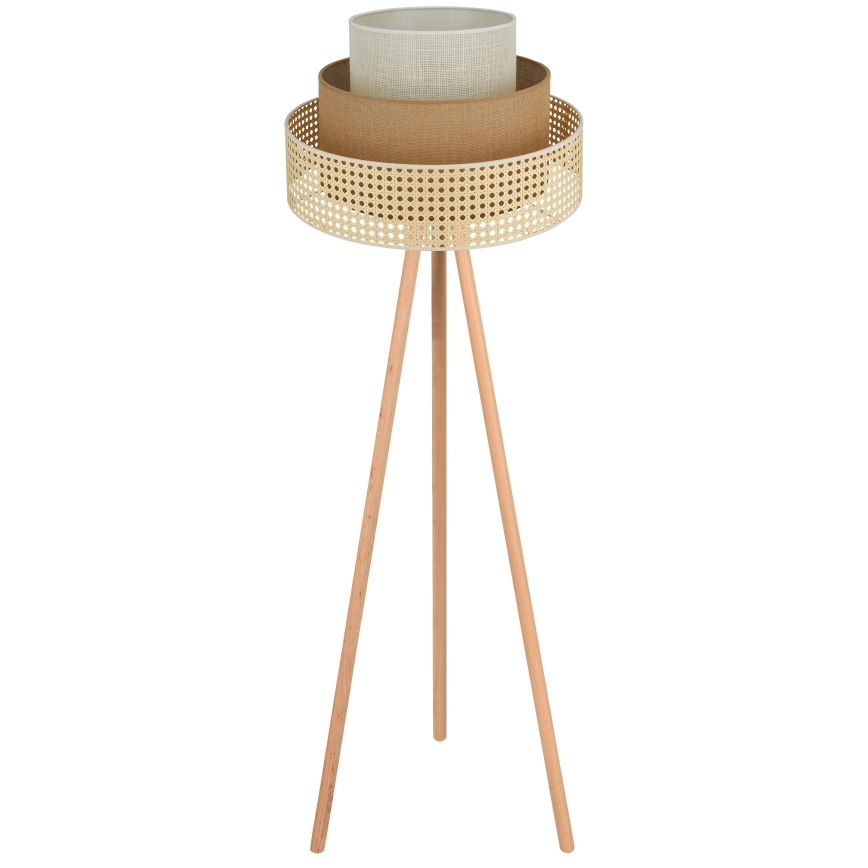 Brilagi - Lámpara de pie CEDAR LUNETA 1xE27/15W/230V ratán/marrón/crema