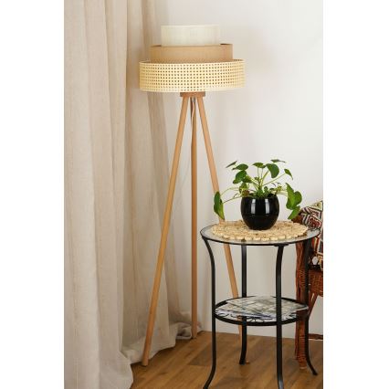 Brilagi - Lámpara de pie CEDAR LUNETA 1xE27/15W/230V ratán/marrón/crema