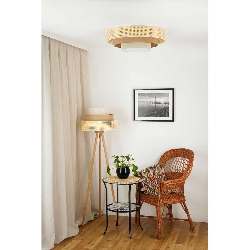 Brilagi - Lámpara de pie CEDAR LUNETA 1xE27/15W/230V ratán/marrón/crema