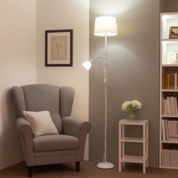 Brilagi - Lámpara de pie CERIA 1xE27/100W/230V + 1xE14/25W blanca/beige