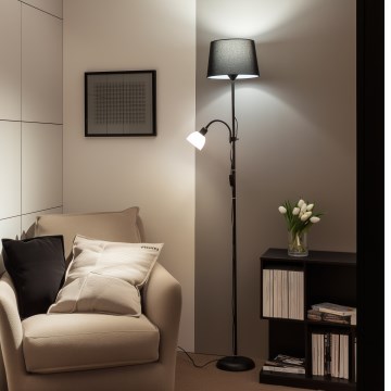 Brilagi - Lámpara de pie CERIA 1xE27/100W/230V + 1xE14/25W negra