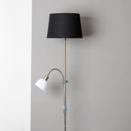 Brilagi - Lámpara de pie CERIA 2 en 1 1xE27/100W/230V + 1xE14/25W cromo mate/negra