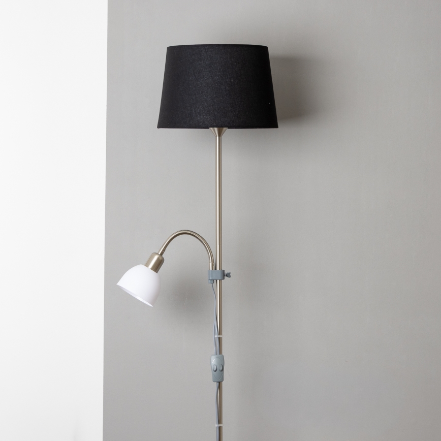 Brilagi - Lámpara de pie CERIA 2 en 1 1xE27/100W/230V + 1xE14/25W cromo mate/negra