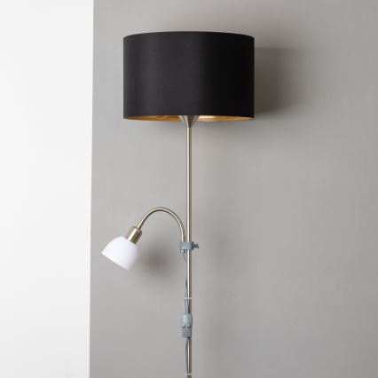 Brilagi - Lámpara de pie CERIA 2 en 1 1xE27/100W/230V + 1xE14/25W cromo mate/negro