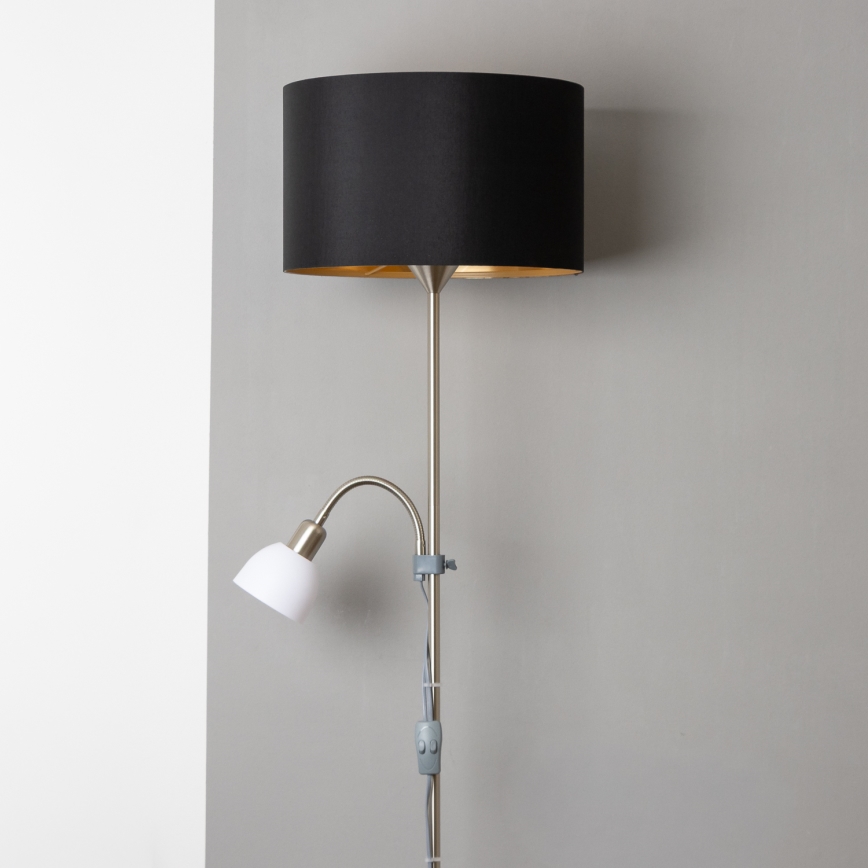 Brilagi - Lámpara de pie CERIA 2 en 1 1xE27/100W/230V + 1xE14/25W cromo mate/negro