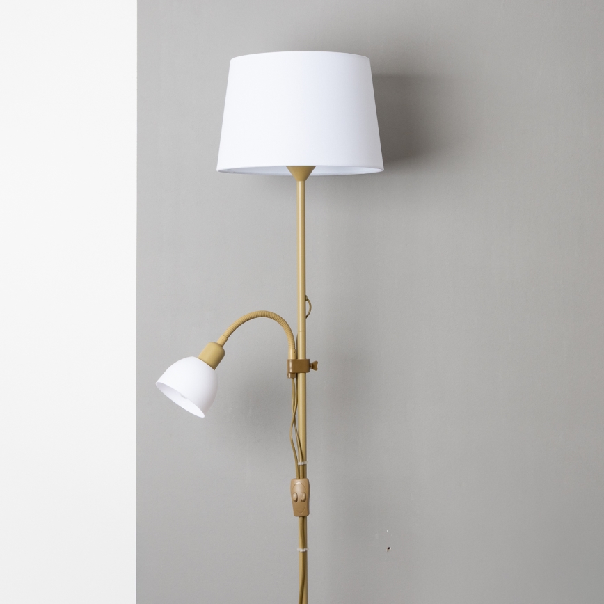 Brilagi - Lámpara de pie CERIA 2 en 1 1xE27/100W/230V + 1xE14/25W dorada/blanca