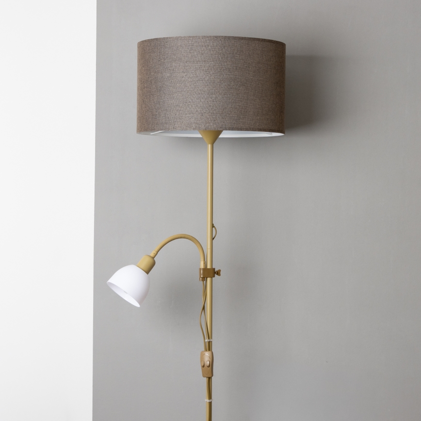 Brilagi - Lámpara de pie CERIA 2 en 1 1xE27/100W/230V + 1xE14/25W dorada/marrón