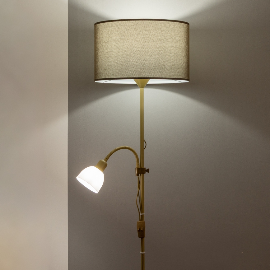 Brilagi - Lámpara de pie CERIA 2 en 1 1xE27/100W/230V + 1xE14/25W dorada/marrón