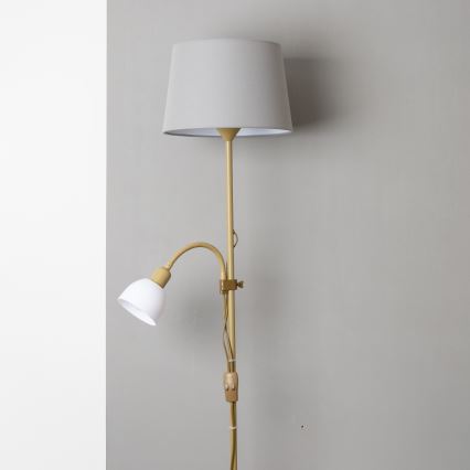 Brilagi - Lámpara de pie CERIA 2 en 1 1xE27/100W/230V + 1xE14/25W dorado/gris