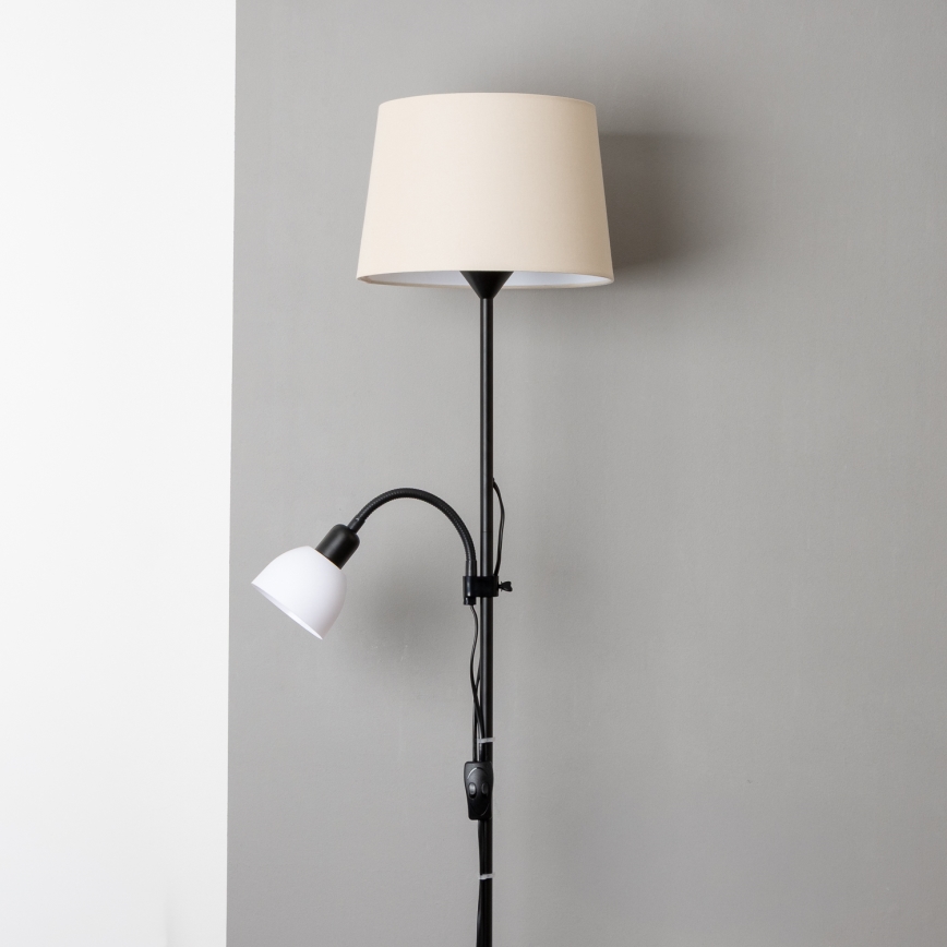 Brilagi - Lámpara de pie CERIA 2 en 1 1xE27/100W/230V + 1xE14/25W negra/beige