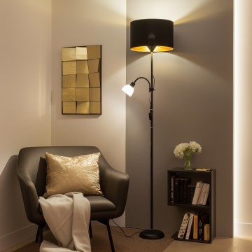 Brilagi - Lámpara de pie CERIA 2 en 1 1xE27/100W/230V + 1xE14/25W negra