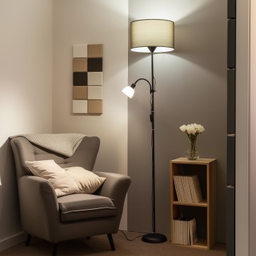 Brilagi - Lámpara de pie CERIA 2 en 1 1xE27/100W/230V + 1xE14/25W negro/marrón