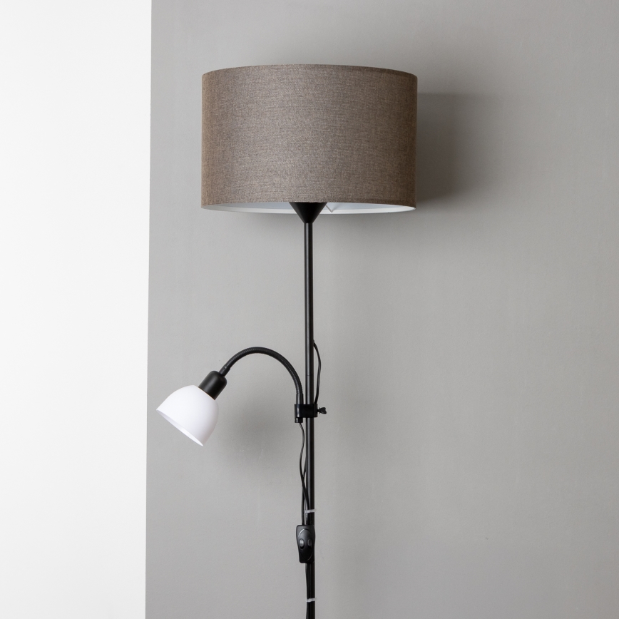 Brilagi - Lámpara de pie CERIA 2 en 1 1xE27/100W/230V + 1xE14/25W negro/marrón