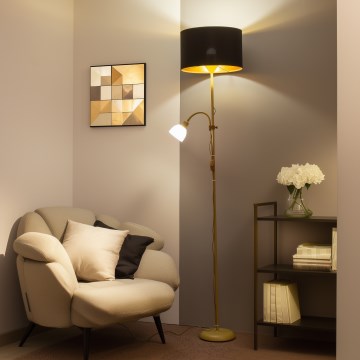 Brilagi - Lámpara de pie CERIA 2 en 1 1xE27/100W/230V + 1xE14/25W oro/negro