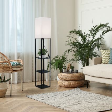Brilagi - Lámpara de pie con estantes GRADUS 1xE27/40W/230V 150 cm negra/blanca