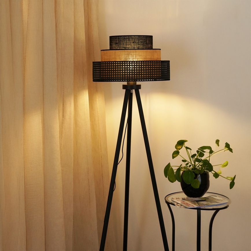 Brilagi - Lámpara de pie DAKOTA LUNETA 1xE27/15W/230V negro/beige