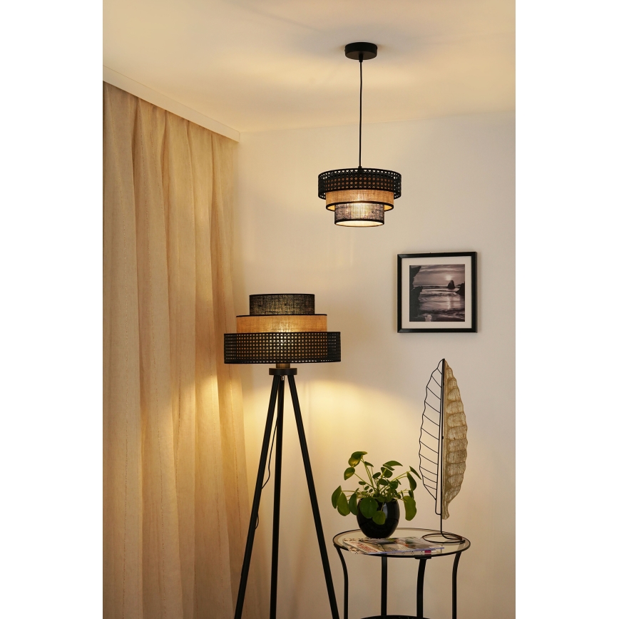 Brilagi - Lámpara de pie DAKOTA LUNETA 1xE27/15W/230V negro/beige