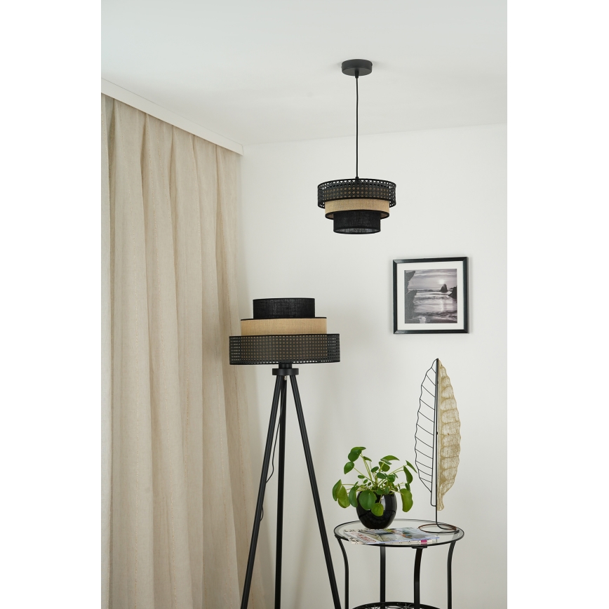 Brilagi - Lámpara de pie DAKOTA LUNETA 1xE27/15W/230V negro/beige