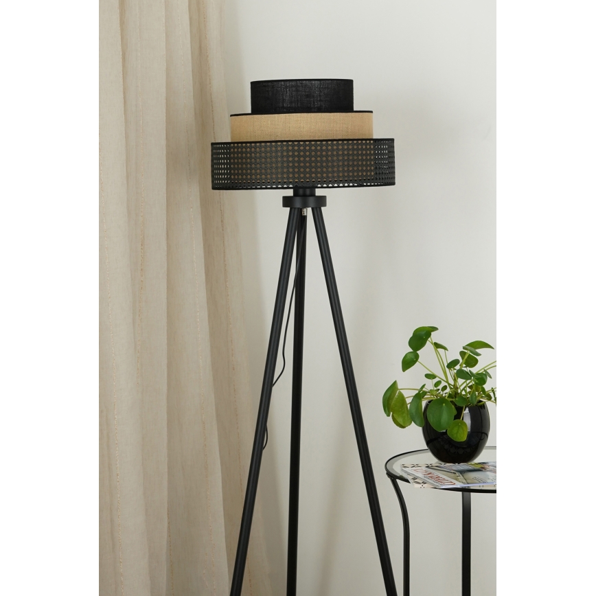 Brilagi - Lámpara de pie DAKOTA LUNETA 1xE27/15W/230V negro/beige