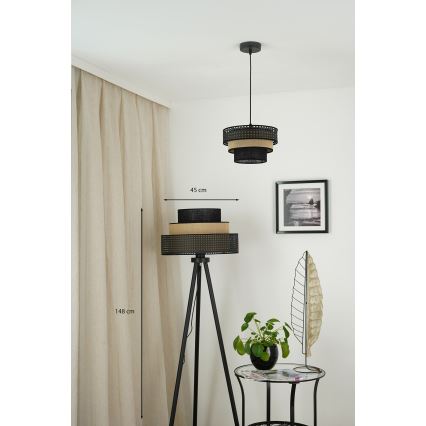 Brilagi - Lámpara de pie DAKOTA LUNETA 1xE27/15W/230V negro/beige