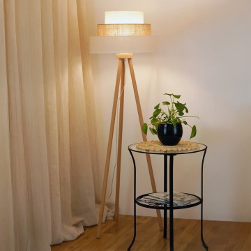 Brilagi - Lámpara de pie DENVER LUNETA 1xE27/15W/230V beige/marrón/crema
