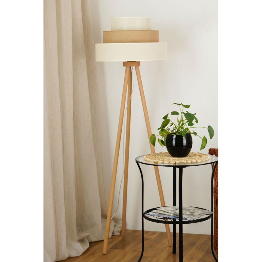 Brilagi - Lámpara de pie DENVER LUNETA 1xE27/15W/230V beige/marrón/crema