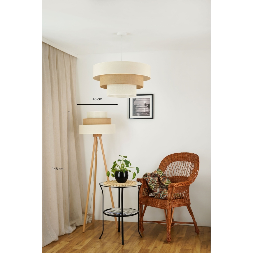 Brilagi - Lámpara de pie DENVER LUNETA 1xE27/15W/230V beige/marrón/crema