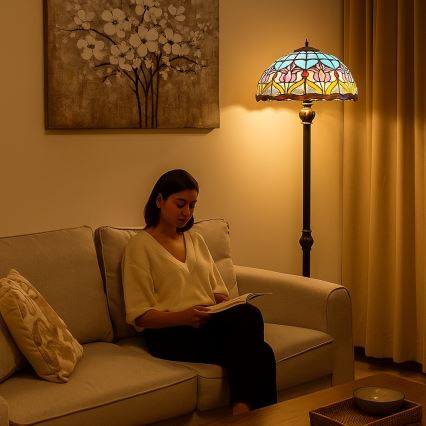 Brilagi - Lámpara de pie estilo Tiffany LORAS 2xE27/60W/230V