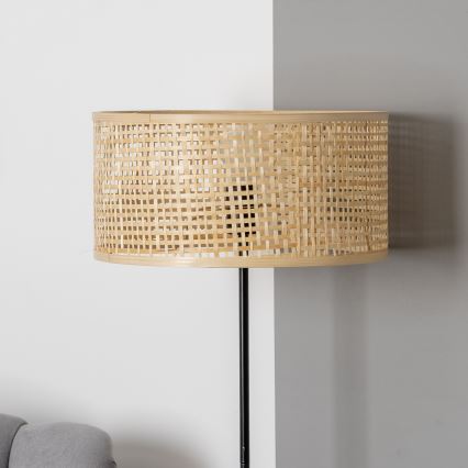 Brilagi - Lámpara de pie LED CERIA 1x E27/40W/230V Ø 25 cm bambú/negro