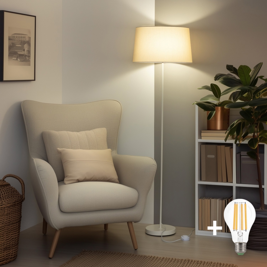 Brilagi - Lámpara de pie LED CERIA 1xE27/40W/230V, diámetro 45 cm, beige/blanco