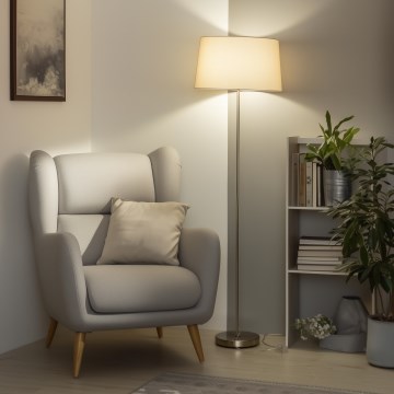 Brilagi - Lámpara de pie LED CERIA 1xE27/40W/230V, diámetro 45 cm, beige/cromo mate