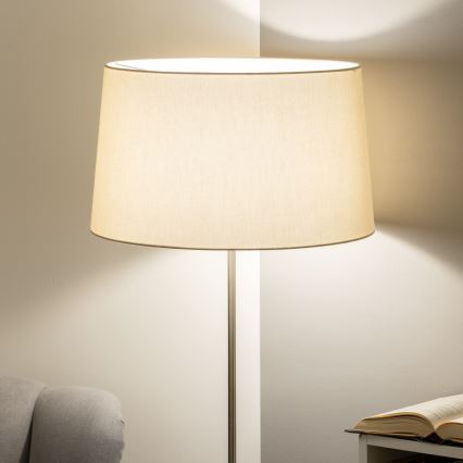 Brilagi - Lámpara de pie LED CERIA 1xE27/40W/230V, diámetro 45 cm, beige/cromo mate