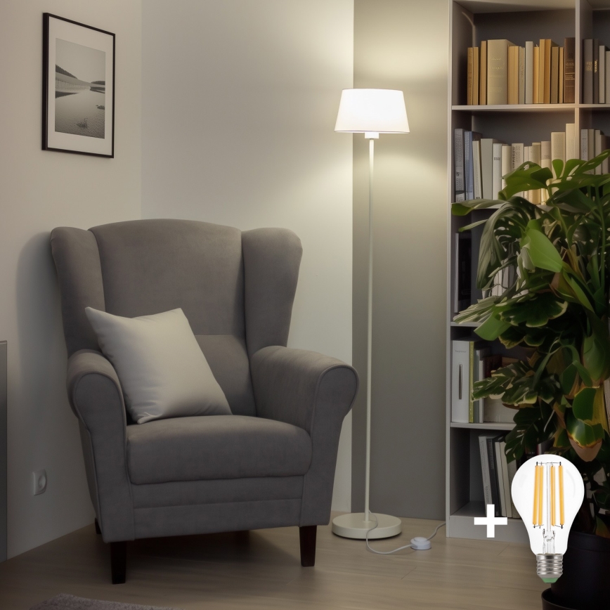 Brilagi - Lámpara de pie LED CERIA 1xE27/40W/230V Ø 25 cm blanca