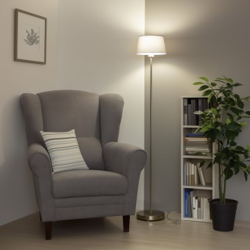 Brilagi - Lámpara de pie LED CERIA 1xE27/40W/230V Ø 25 cm gris/cromo mate