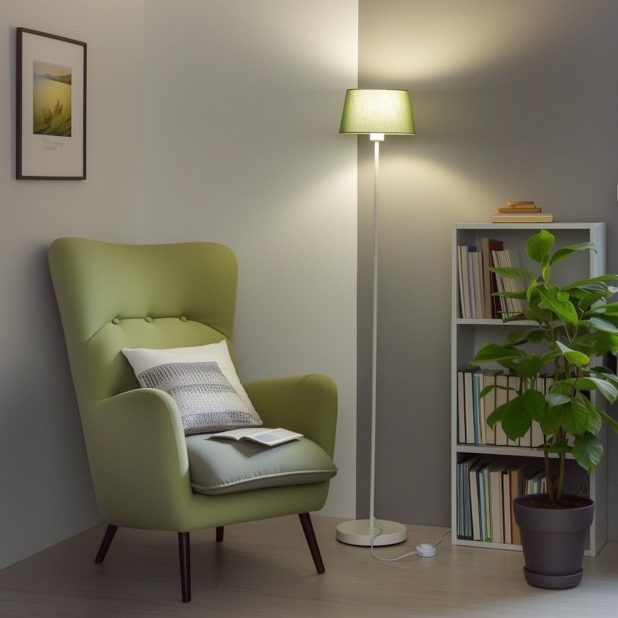 Brilagi - Lámpara de pie LED CERIA 1xE27/40W/230V Ø 25 cm verde/blanco