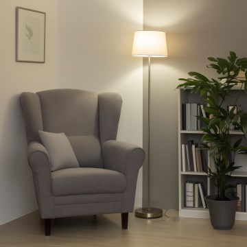 Brilagi - Lámpara de pie LED CERIA 1xE27/40W/230V Ø 30 cm beige/cromo mate