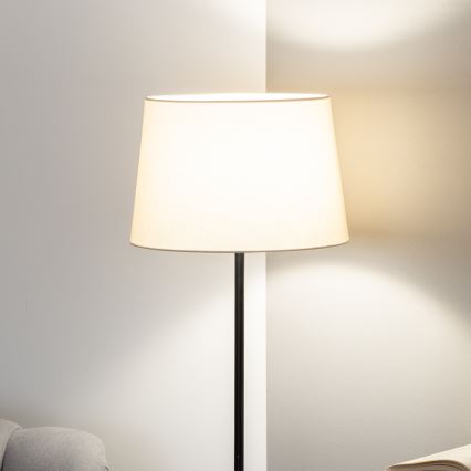 Brilagi - Lámpara de pie LED CERIA 1xE27/40W/230V Ø 30 cm beige/negro