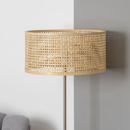 Brilagi - Lámpara de pie LED CERIA 1xE27/40W/230V Ø 40 cm bambú/cromo mate