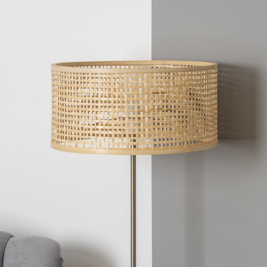 Brilagi - Lámpara de pie LED CERIA 1xE27/40W/230V Ø 40 cm bambú/cromo mate