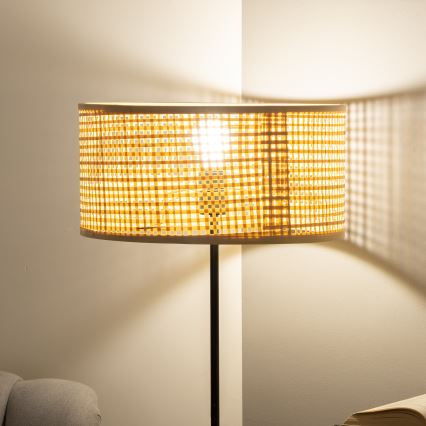 Brilagi - Lámpara de pie LED CERIA 1xE27/40W/230V Ø 40 cm bambú/negro