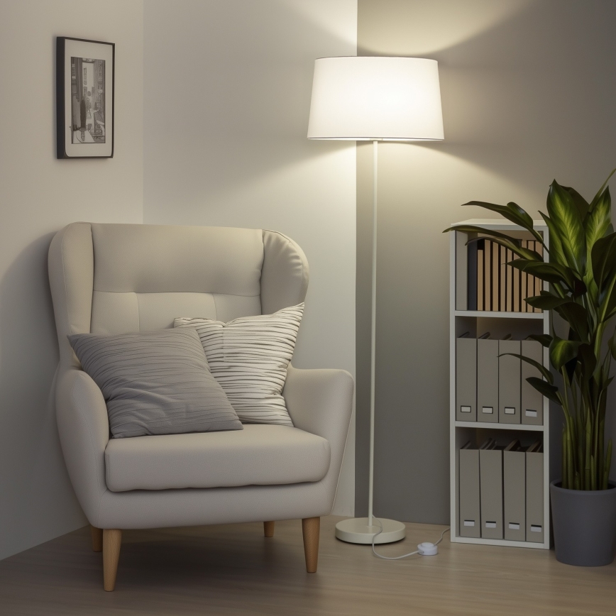 Brilagi - Lámpara de pie LED CERIA 1xE27/40W/230V Ø 45 cm blanca