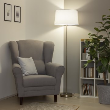 Brilagi - Lámpara de pie LED CERIA 1xE27/40W/230V Ø 45 cm blanco/cromo mate