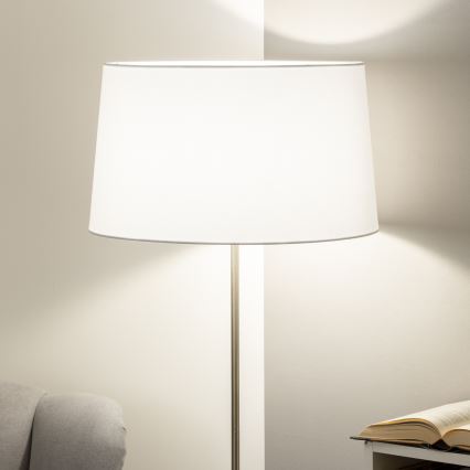 Brilagi - Lámpara de pie LED CERIA 1xE27/40W/230V Ø 45 cm blanco/cromo mate