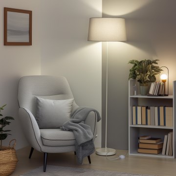 Brilagi - Lámpara de pie LED CERIA 1xE27/40W/230V Ø 45 cm gris/blanco