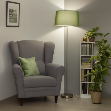 Brilagi - Lámpara de pie LED CERIA 1xE27/40W/230V Ø 45 cm verde/cromo mate