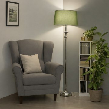 Brilagi - Lámpara de pie LED CERIA 1xE27/60W/230V diámetro 45 cm cromado brillante/verde